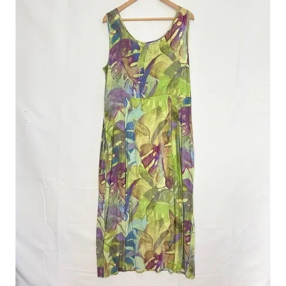 Jams World Secret Falls Maxi Dress 2X Tropical Leaf Print Sleeveless XXL - Picture 5 of 7